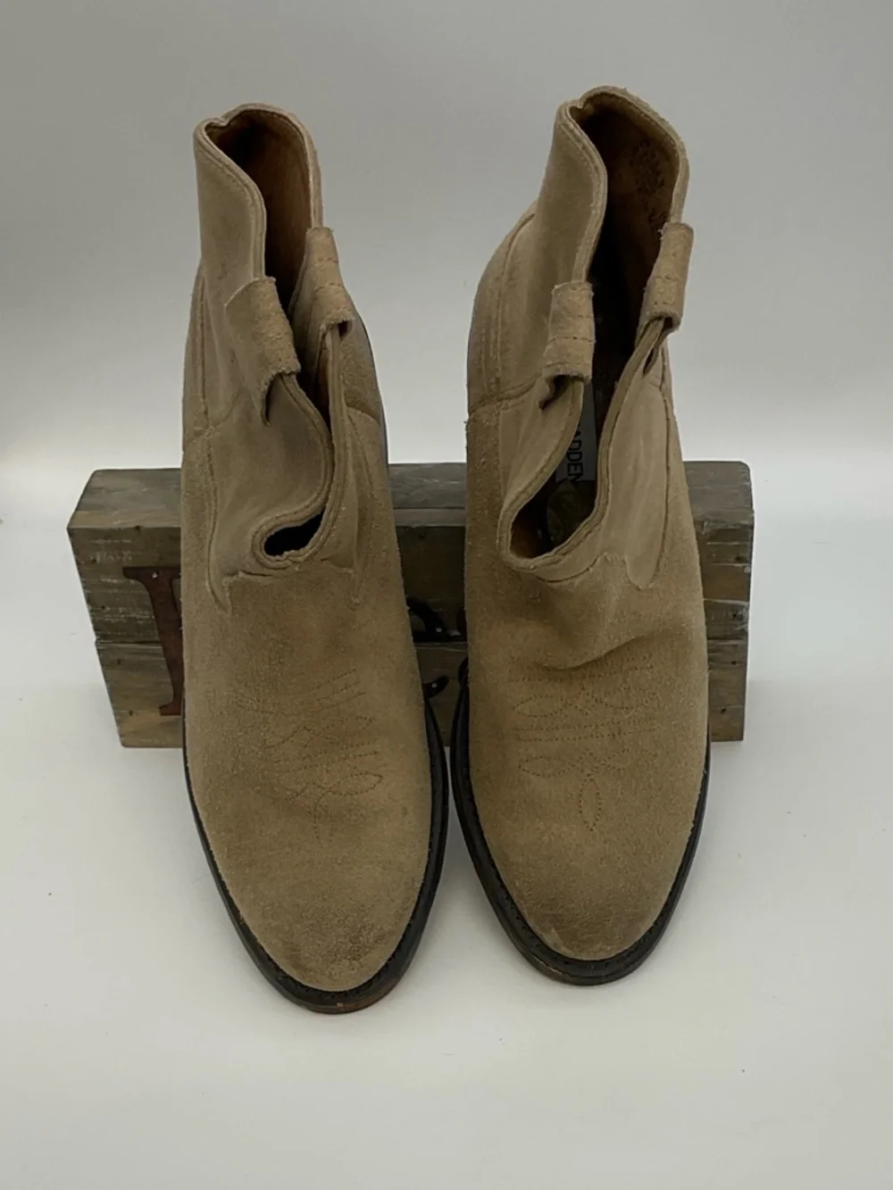 Steve Madden Autry Suede Ankle Cowboy Boots Size 6 Western Rodeo Festival - Picture 3 of 8
